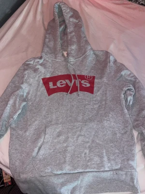 Grå Levi’s Hoodie - Grå Levi’s hoodie i storlek S. Den är rätt stor dock så snarare M enligt mig, säljer för att det inte riktigt är min stil längre Pris kan diskuteras:)