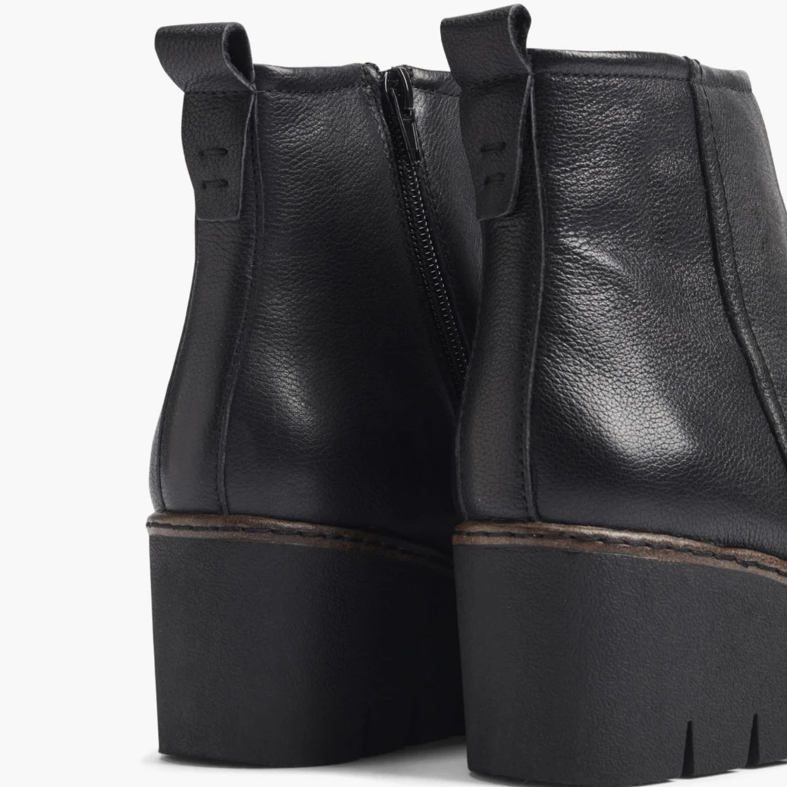 Black leather wedge ankle boots 