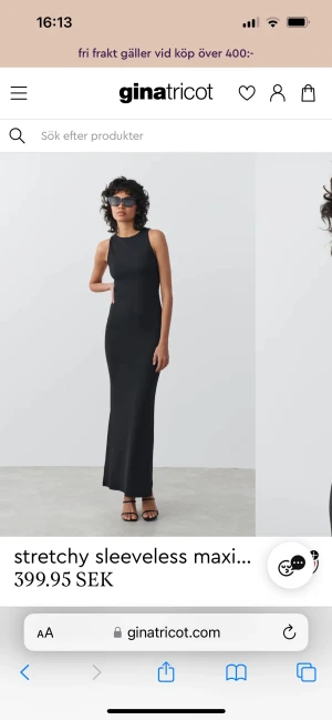 Lång tight klänning - Stretchy sleeveless maxi dress från Gina, storlek S