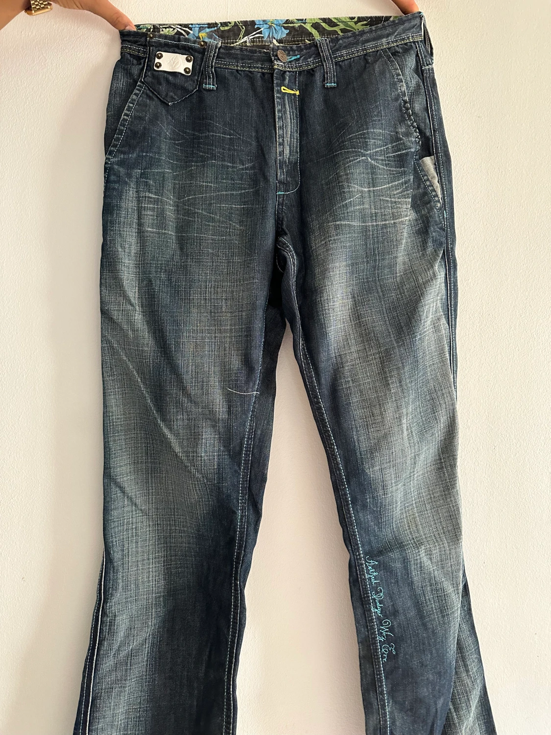 Vintage y2k jeans med tryck - 90