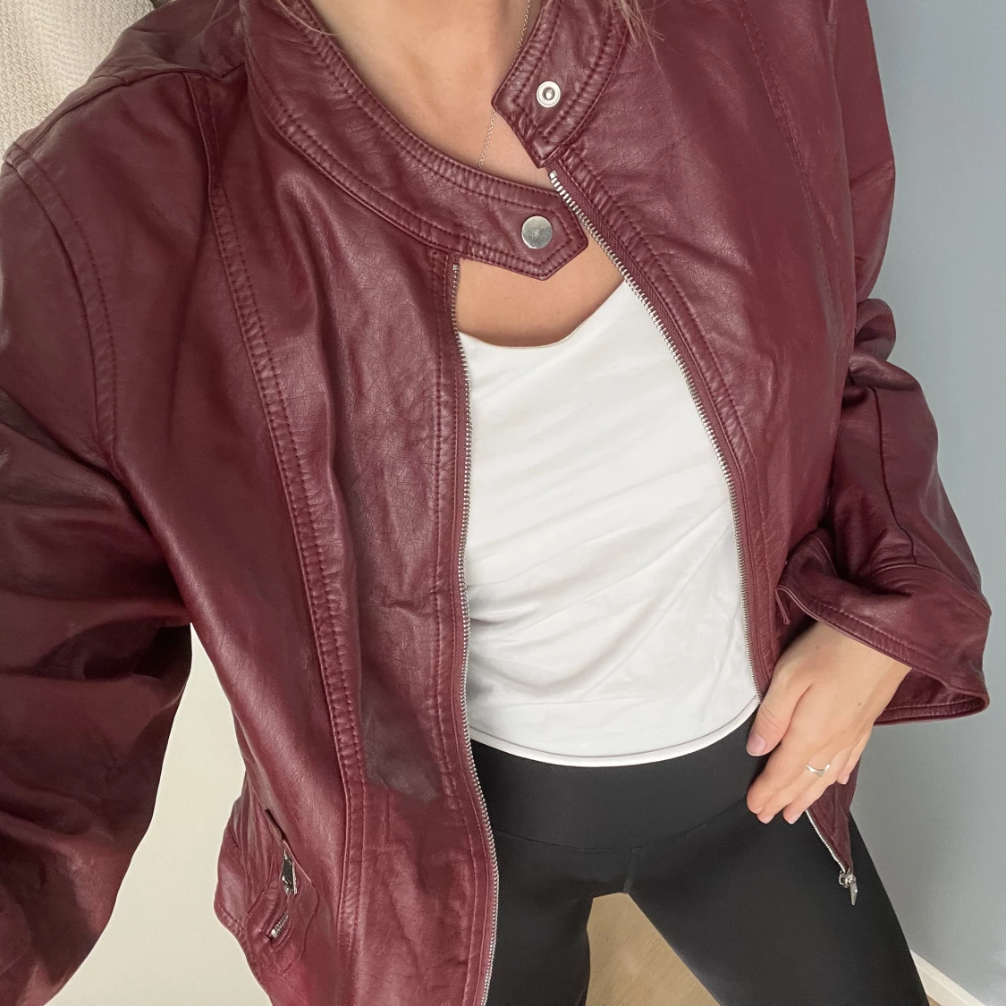 Röd vintage skinnjacka - 90