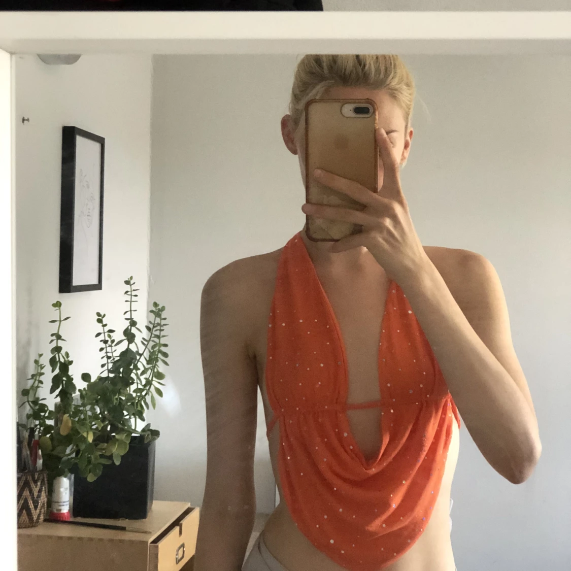 Orange retro festtopp  - 91