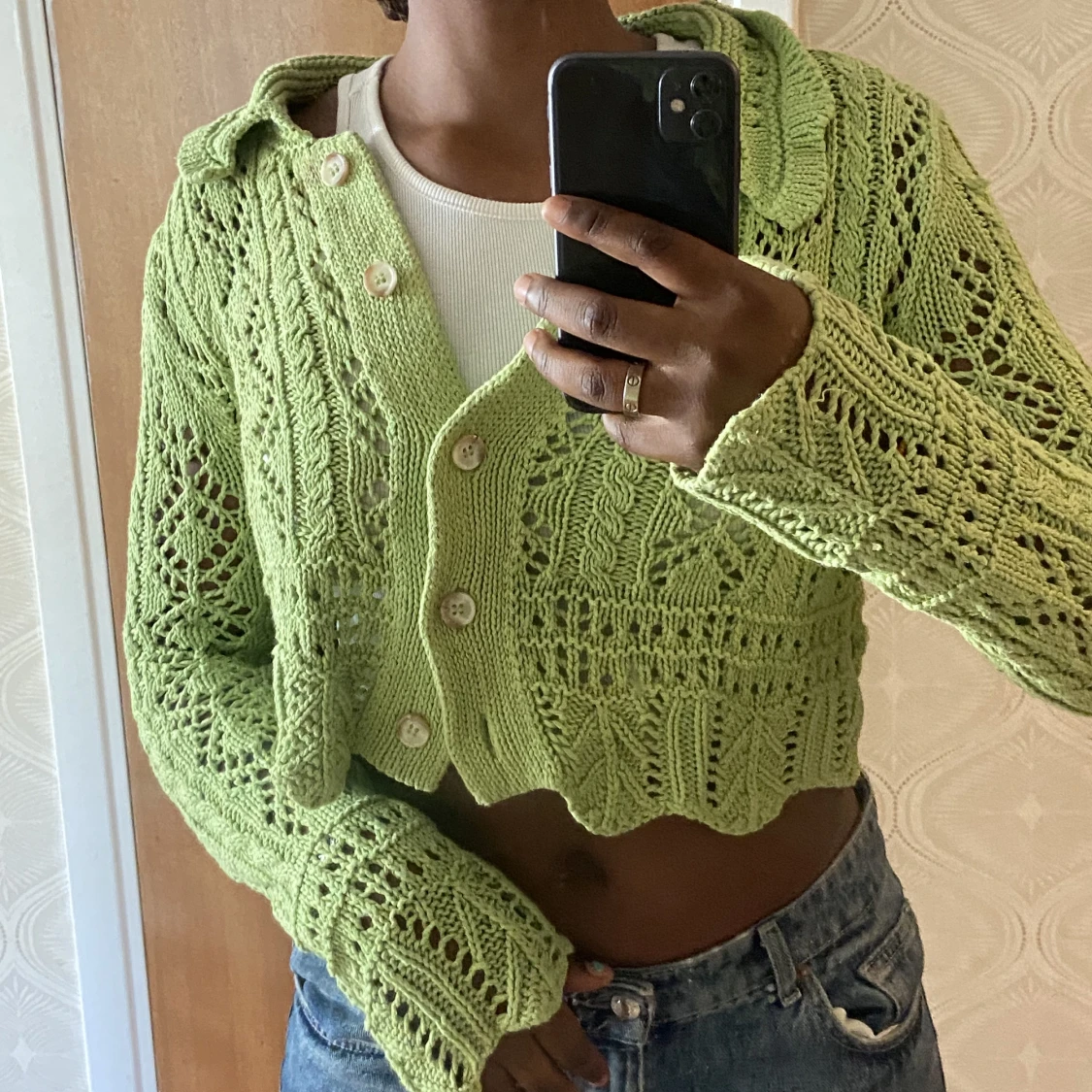 Grön stickad tröja Zara - 90