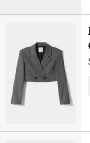 Grå cropped kavaj - Grå cropped kavaj från Bershka som påminner lite om andra korta kavajer från ex. Djerf avenue. Använd men i gott skick. I min mening välsydd, strukturerad och detaljerad, men säljer då den inte riktigt passar min stil. 