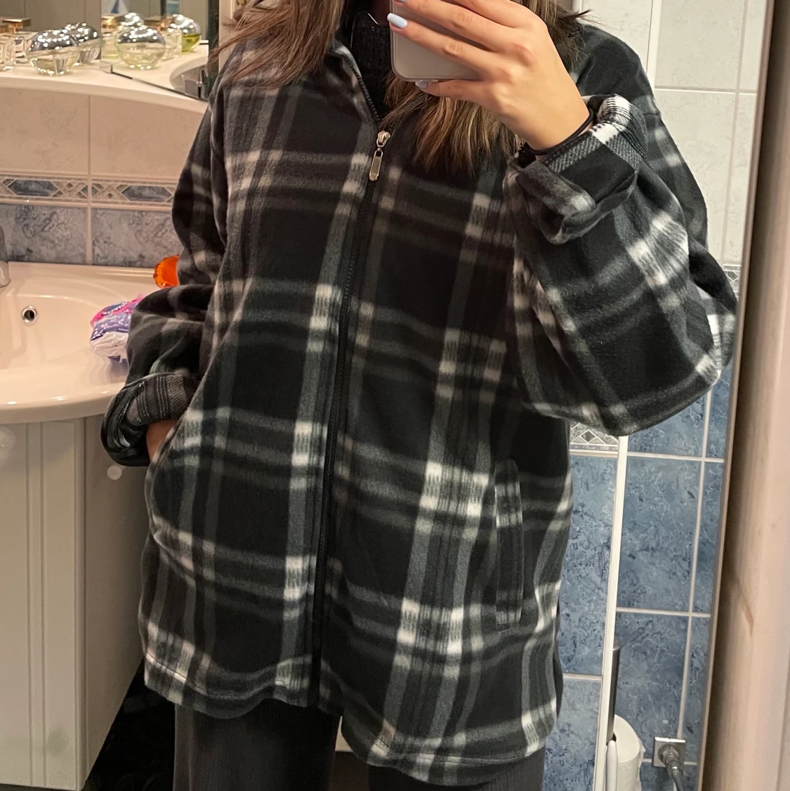 Rutig fliskofta - 91