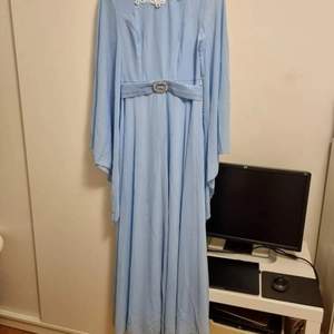 Party wear,  long sky blue dress, only one time used, look like brand new 