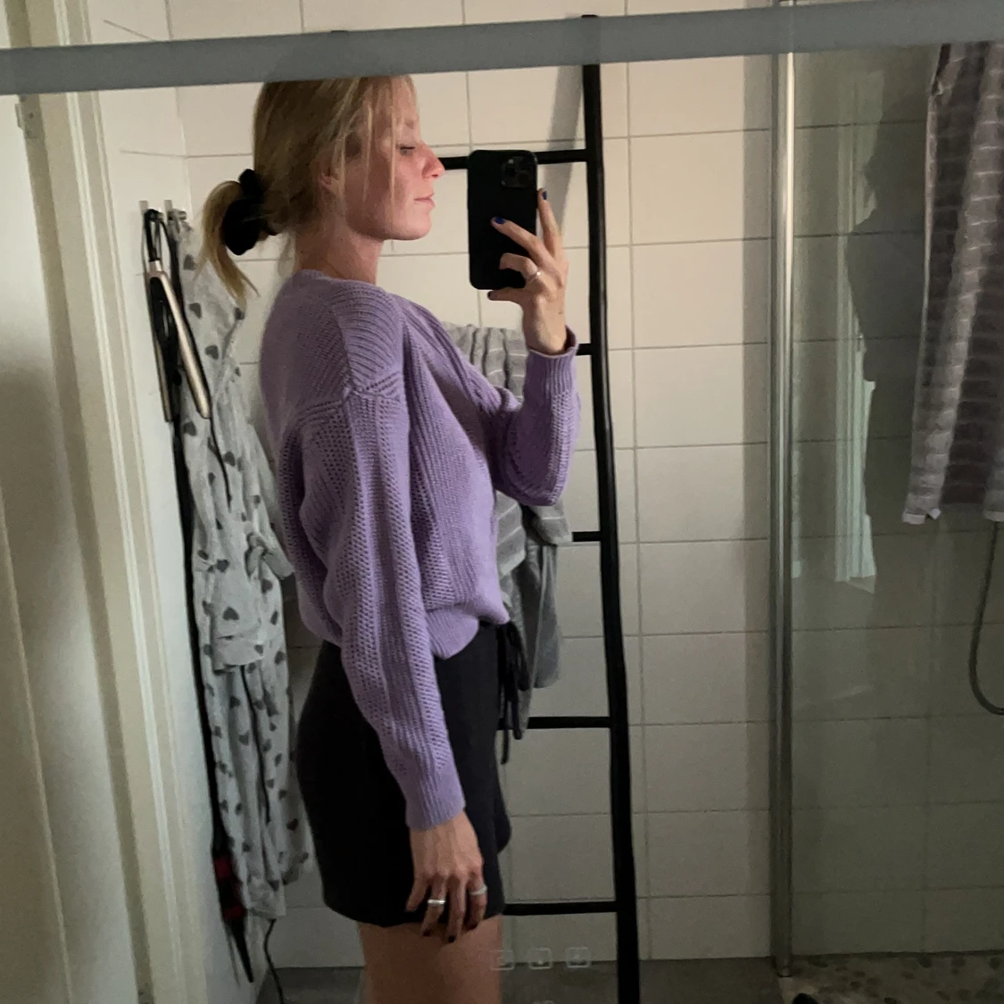 Lila stickad tröja  - 90