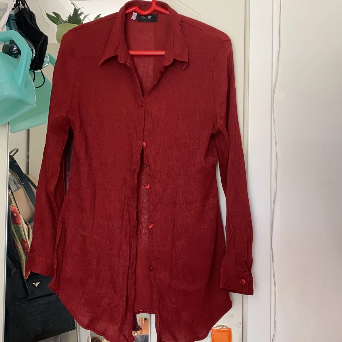 Mörkröd vintage blus - 90