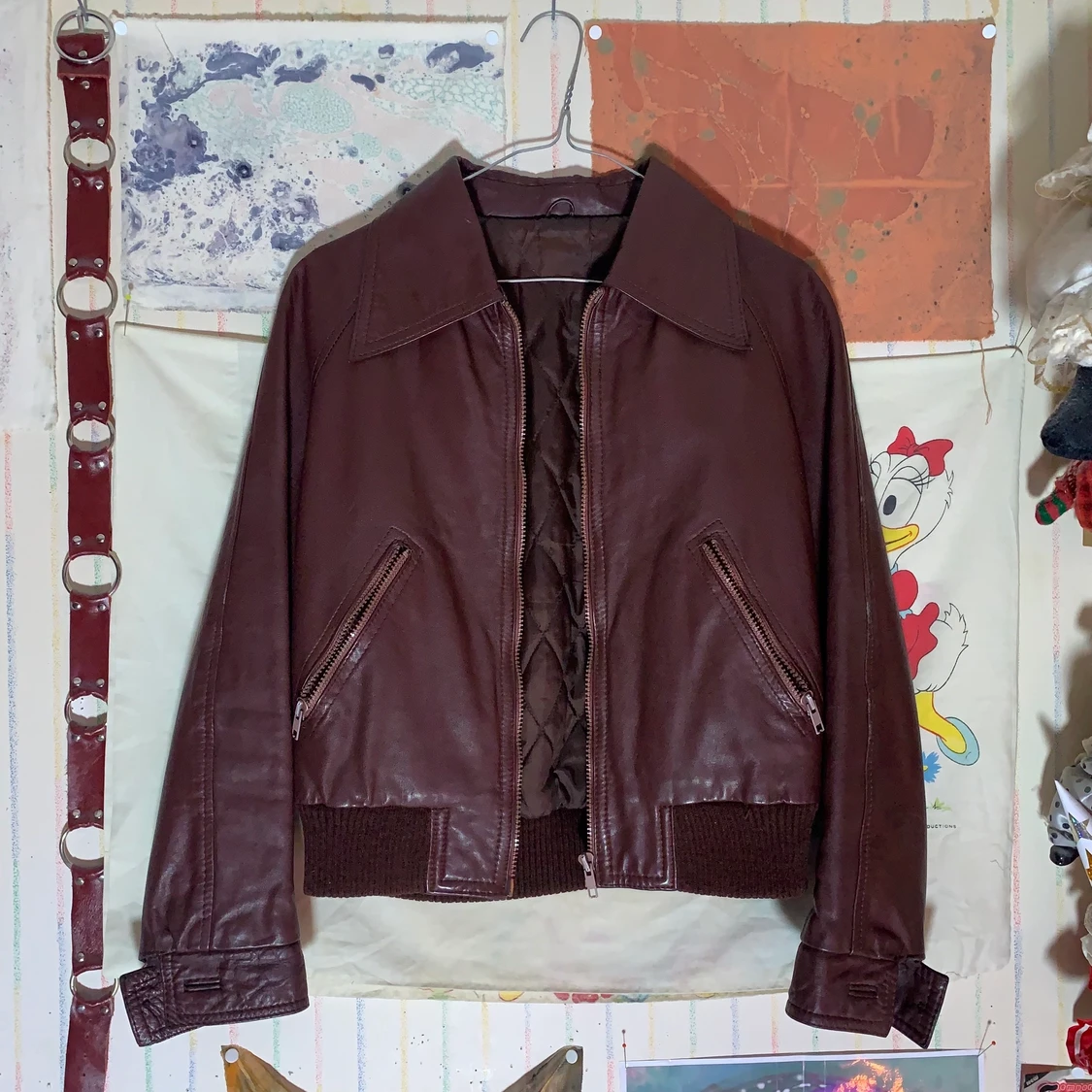 VINRÖD 70's SKINNJACKA, strl. S