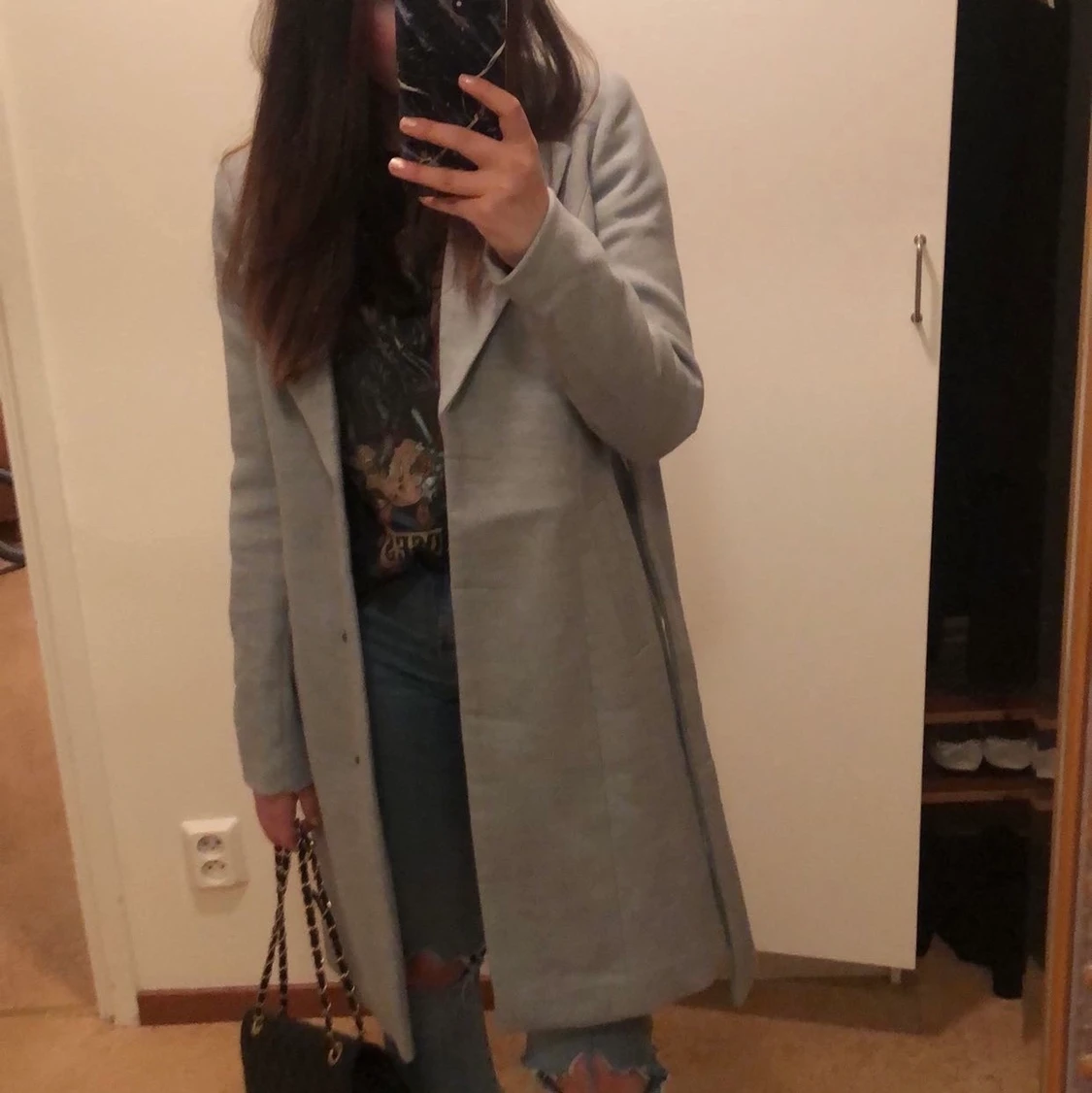 Grå midi kappa - 90