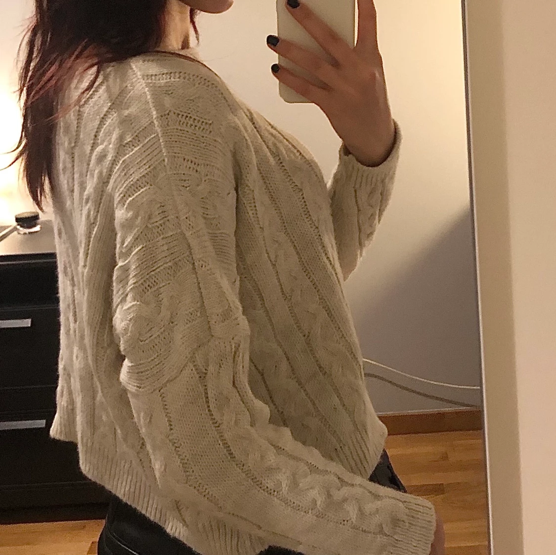 Stickad vit tröja - 90
