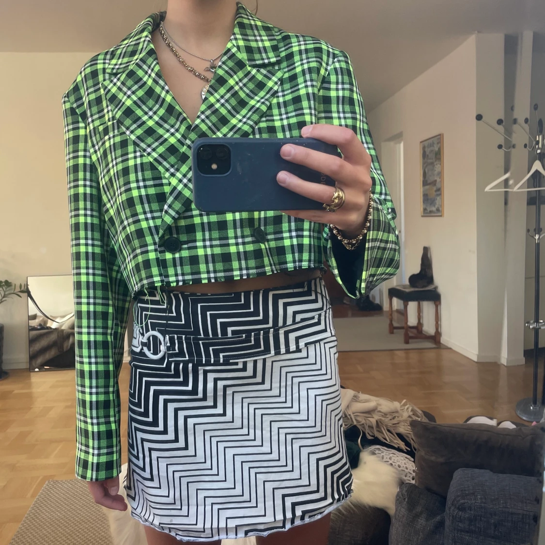 Neon green cropped blazer