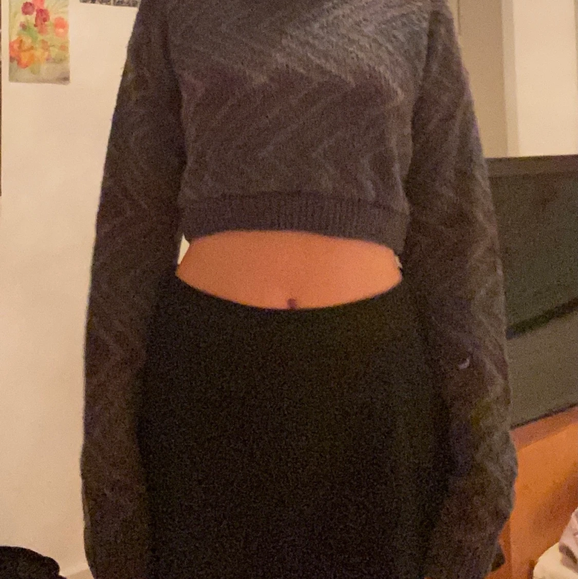 långärmad stickad magtröja  - 90