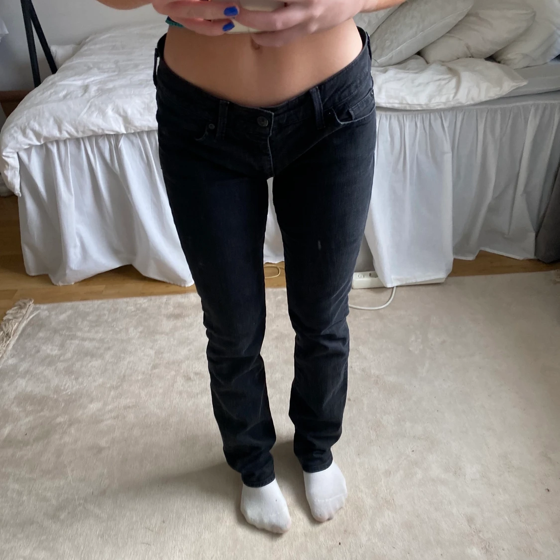 Svarta lågmidjade jeans - 90
