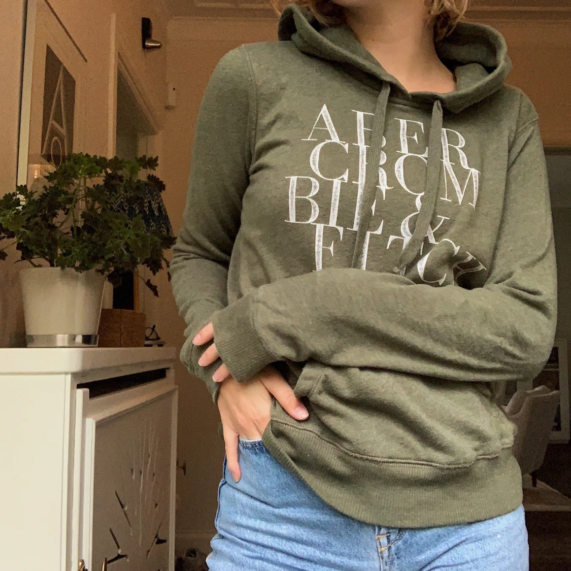 Grön Hoodie från Abercromie & Fitch - 90