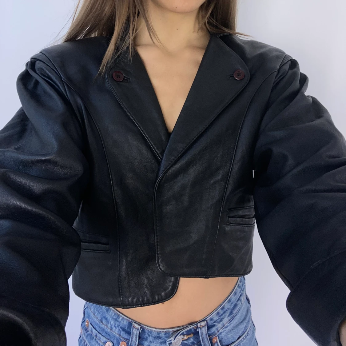 Cropped leather jacket - 91