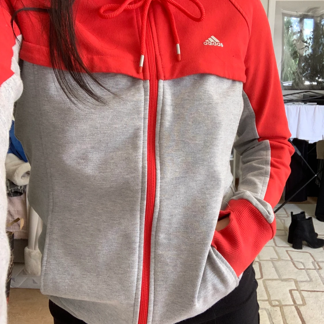 Adidas huvtröja med dragkedja 