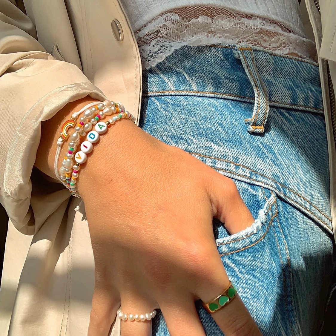 Armband med små sötvattenspärlor La Vida - 91