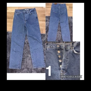 Jeans - 1 jeans från nakd, storlek 38 jätte sköna med högmidja (använda men i väldigt bra skick) 150:-                      2 fusk skinnbyxor från Linn ahlborgs kollektion med nakd, storlek 36, slits nertill (aldrig använda) 200:-                3 abrand jeans, storlek 26 ( aldrig använda) inget streatch i materialet. 200:-                                                         Samtliga byxor har högmidja. 