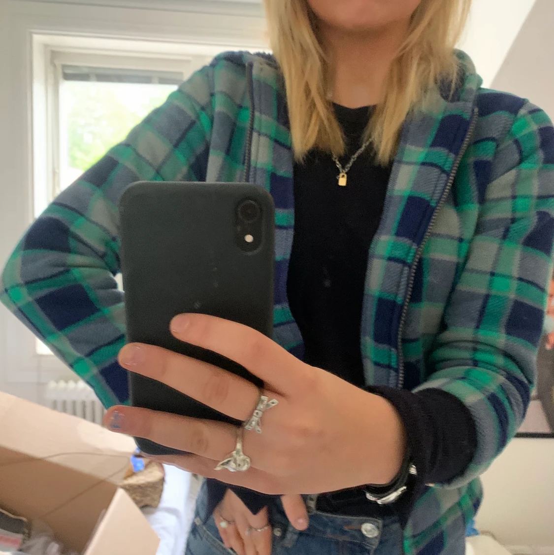 Rutig jacka blå strl xs - 91