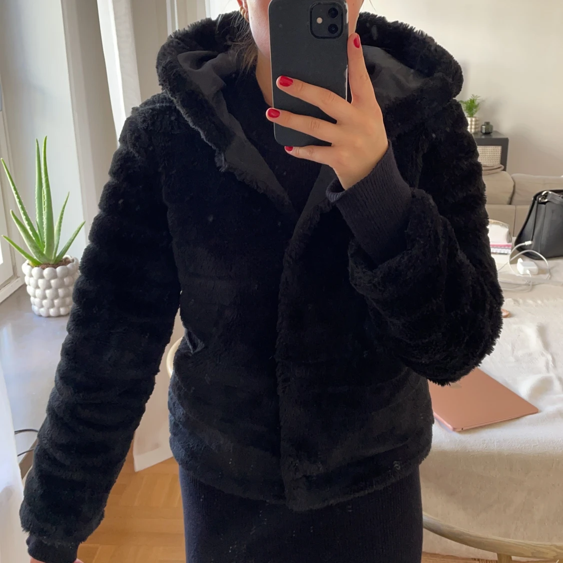 Svart Päls jacka  - 90