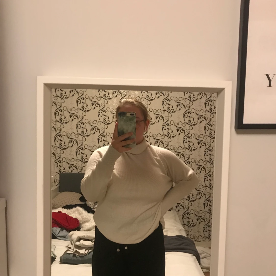 Ribbad vit tröja, storlek M