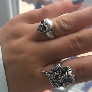 Ringar - Två supercoola rostfria ringar! En döskalle ring och en ring med en orm! Köpta på en marknad i Portugal, säljer för 150kr st ink frakt💓 dödskalle ringen är såld💓