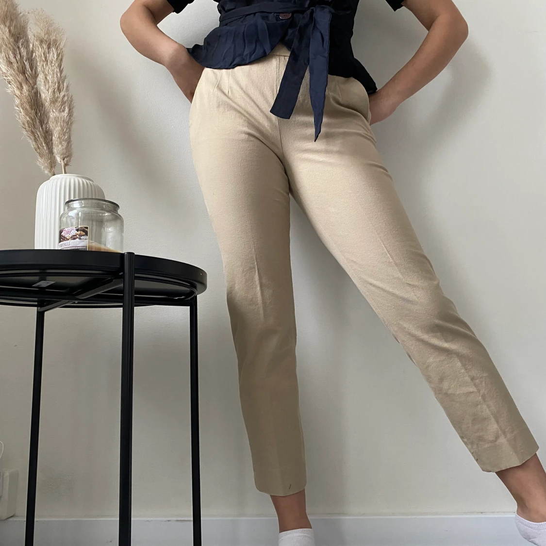 Beige kostym byxor
