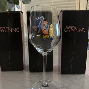 Carolina Gynning Rosé/Vitvinsglas - Rosé/Vitvinsglas från Carolina Gynning i motivet ”in to the future” rymmer 40cl. Helt oanvänt, har bara stått som prydnad.  Nypris: 249:-