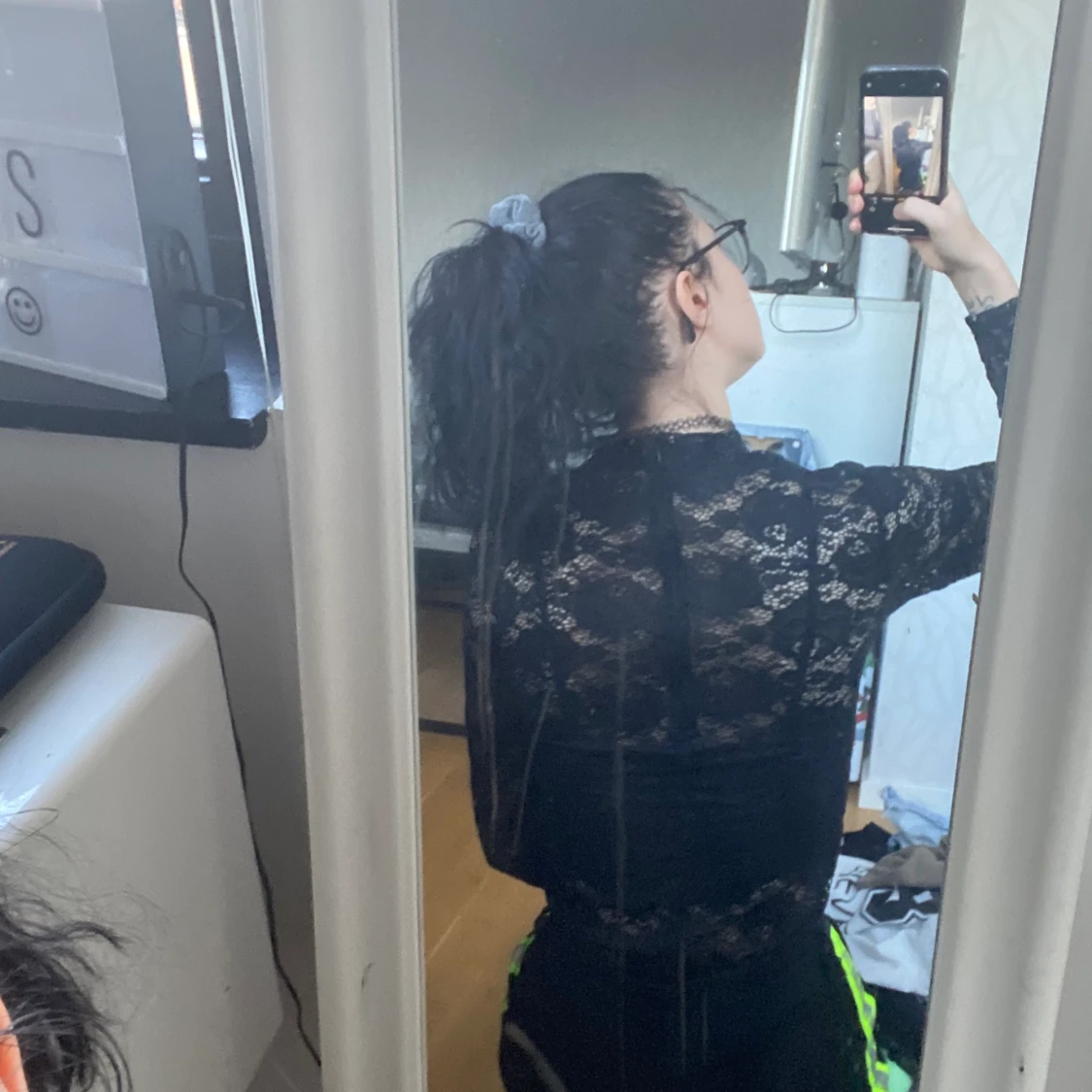 Svart spets body  - 90