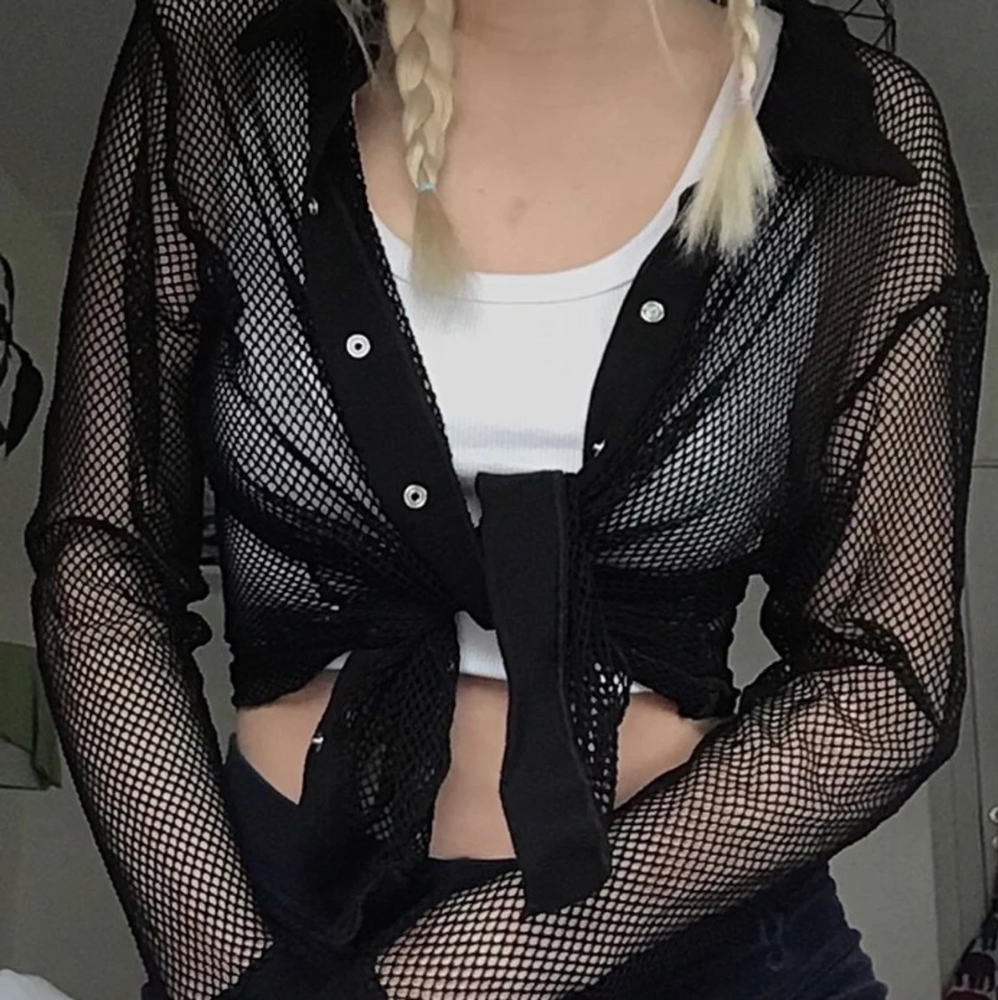 svart mesh topp (fishnet) 
