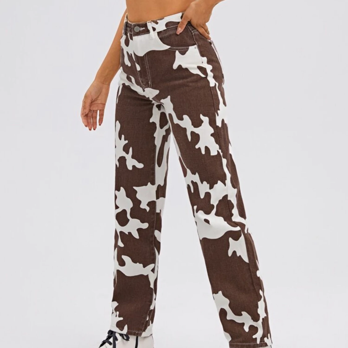 Cow print-jeans
