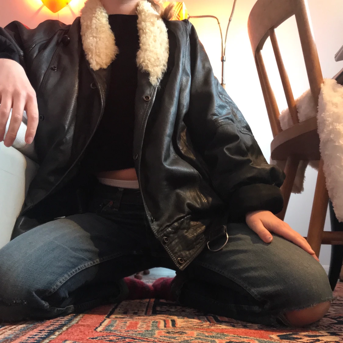 Skinnjacka med päls  - 90