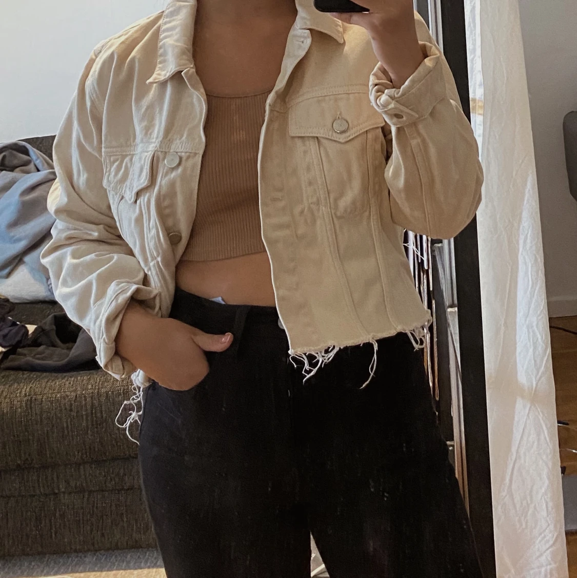 BEIGE JEANSJACKA  - 90