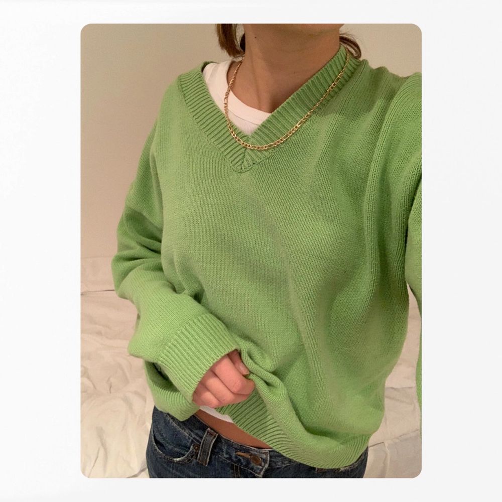 Grön stickad tröja - Tröjor & Koftor | Plick Second Hand