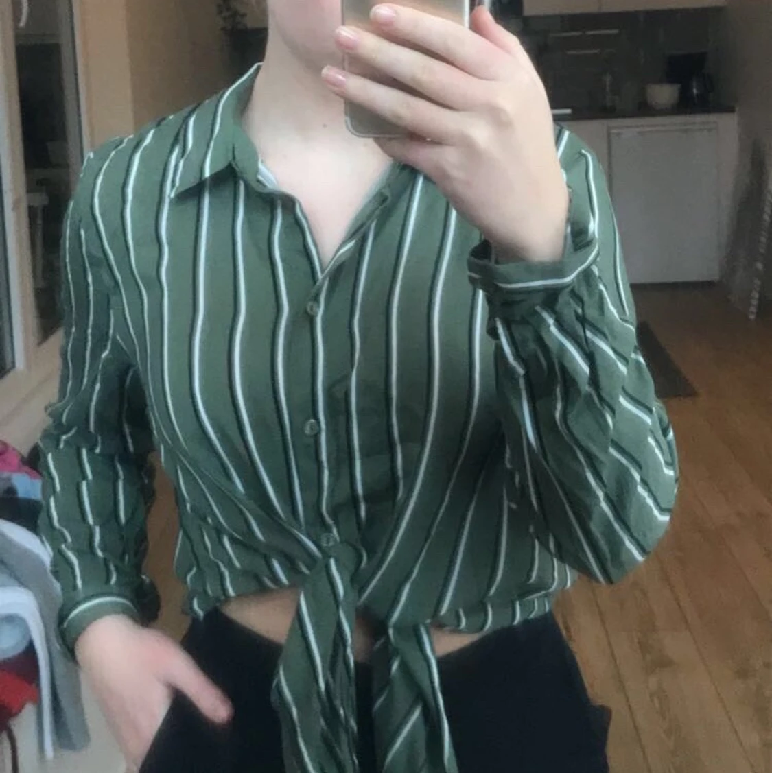 Grön randig Skjorta 