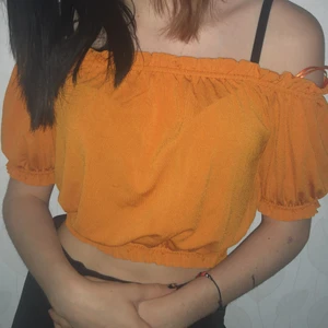 Orange topp med volang - En orange topp med volanger på kanterna som jag har köpt på Gina tricot, inget fel på den utan använder den bara inte. Orginalpriset var runt 150kr.