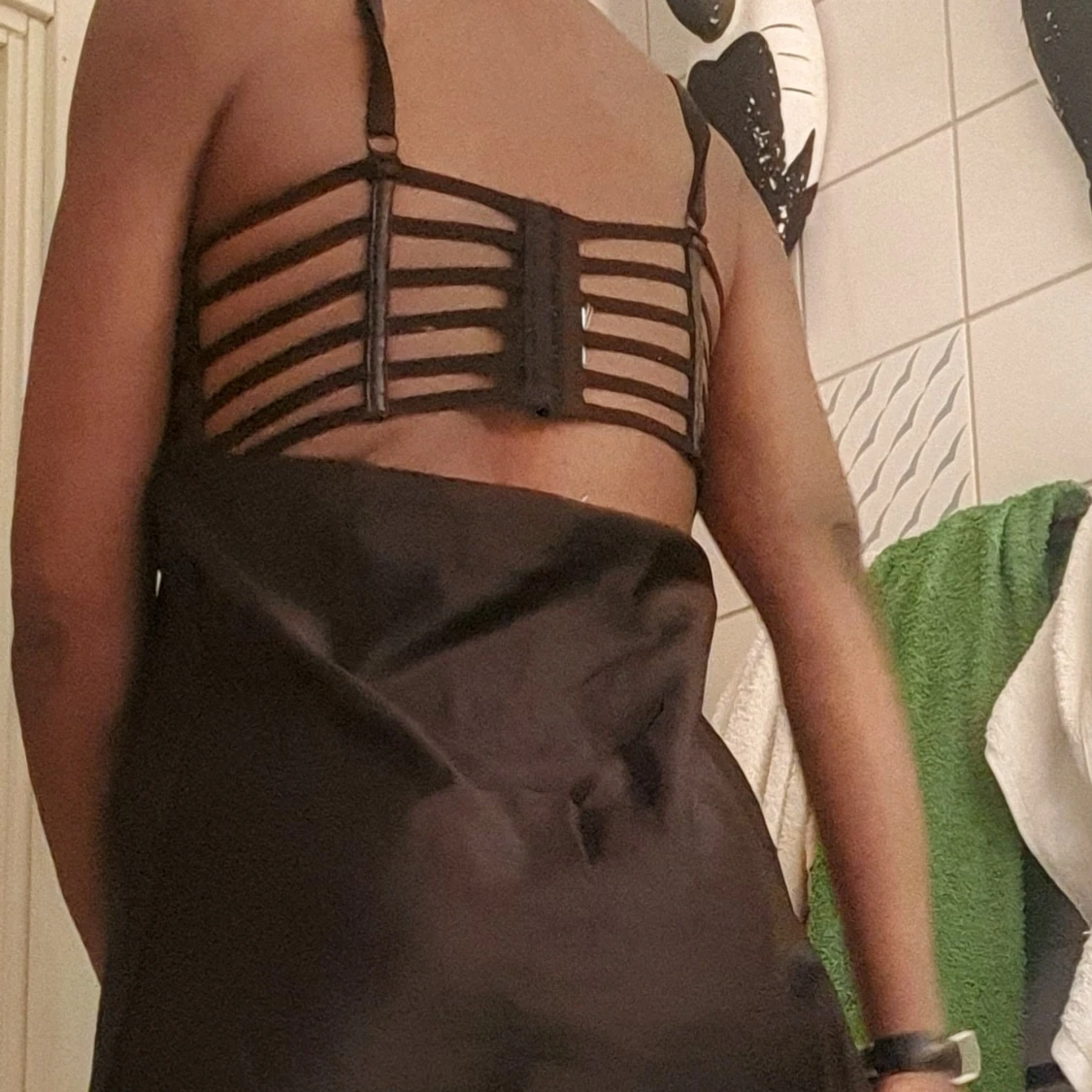 Open rygg spets klänning 