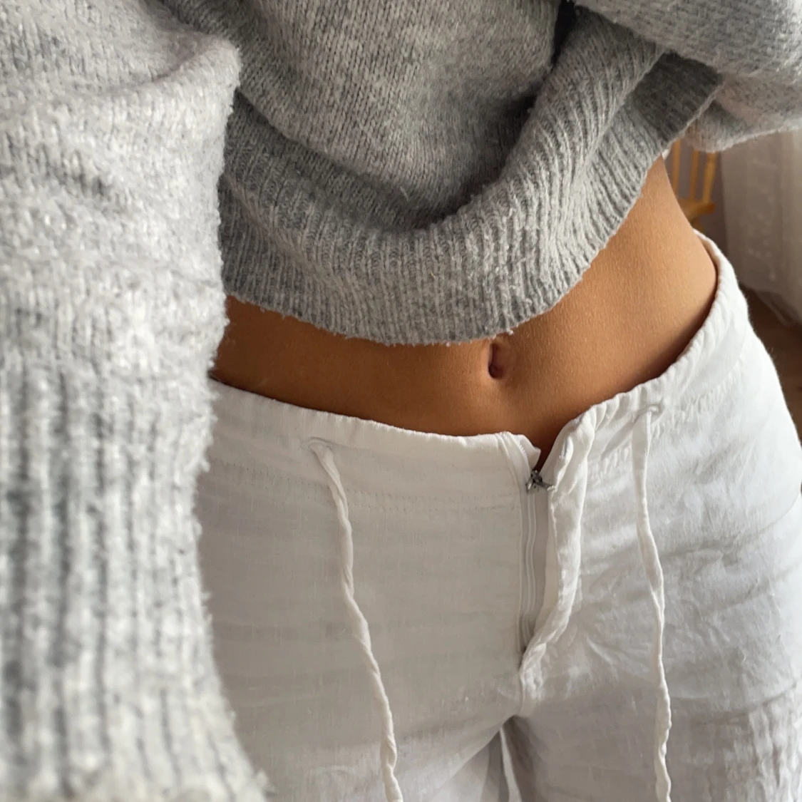 Vita linne byxor  - 90