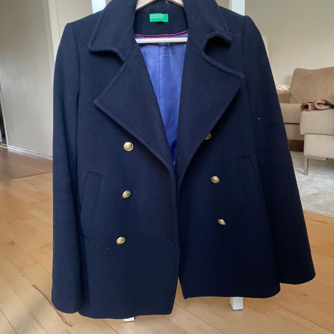 Marinblå kort kappa - 90