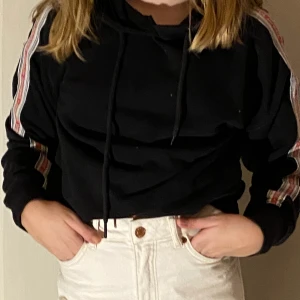Svart hoodie - Svart hoodie med rand på ärmen, inte mycket använd