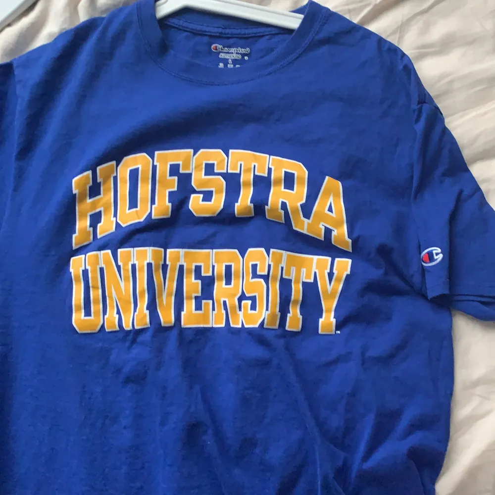 vintage t shirt, hofstra university. fin blå färg! äkta ofc. champion märke på vänstra ärmen. T-shirts.