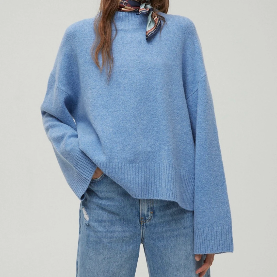 Blå stickad tröja💙 - 90