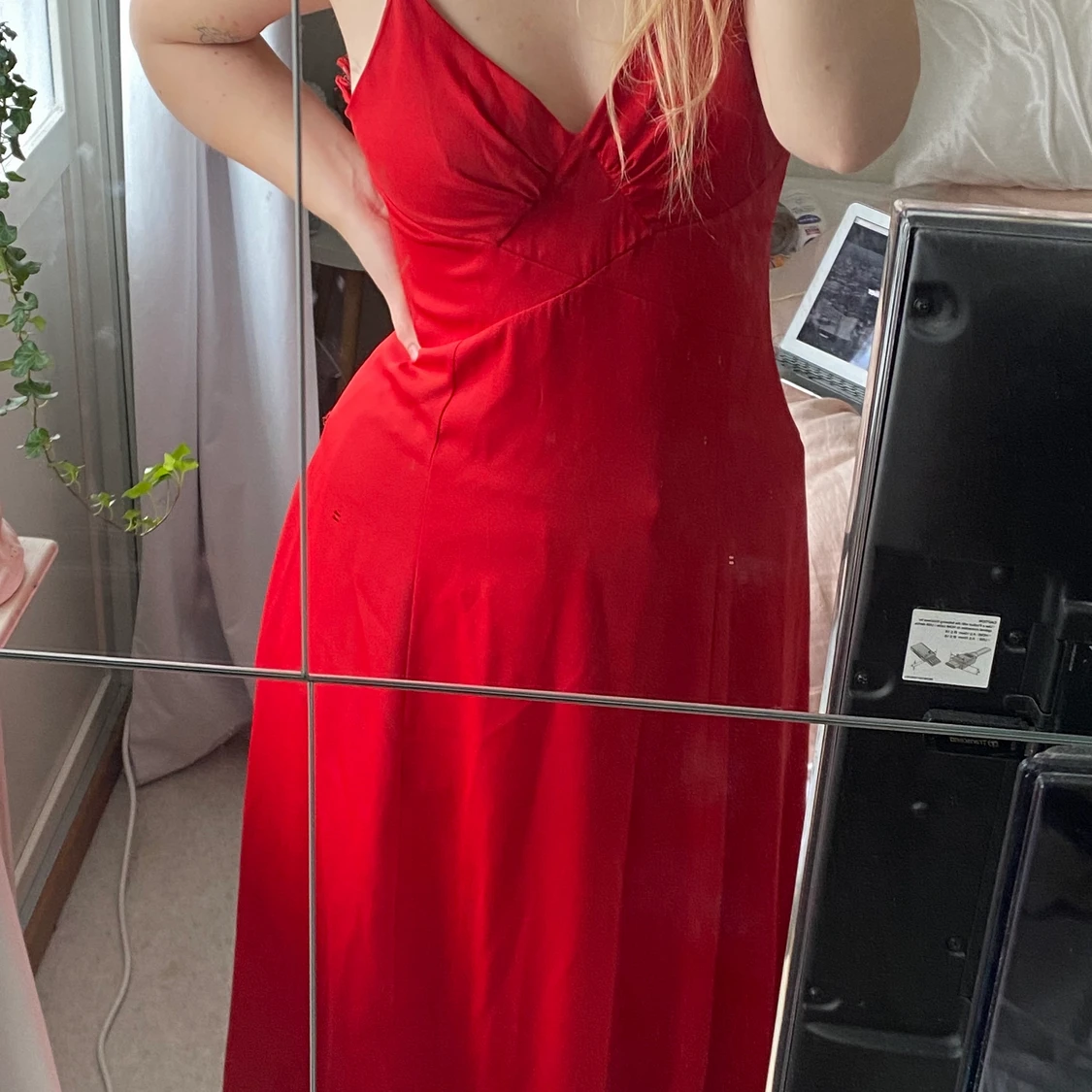 Röd lång klänning  - 90