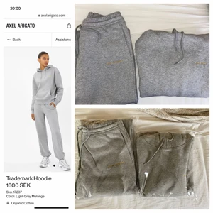 Axel Arigato set (Hoodie and Trousers)  - Jag gjorde praktik hos Axel Arigato och på den sista dagen av min praktik gav de mig den superfint och helt oanvänd uppsättning av Hoodie och byxan men tyvärr är för stor för mig(bara provade de för några sekunder). Nypris på deras webbsida är 3100kr för hela uppsättningen. Storleken är S till båda byxan och hoodie men de passar bra till M skulle jag säga men det beror på kroppstyp också.   💛Jag skickar den inklusive väskan💛 