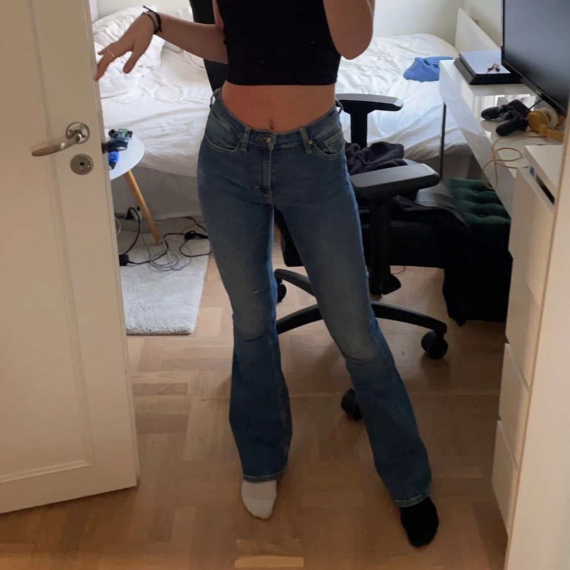 Blå bootcut jeans - 91