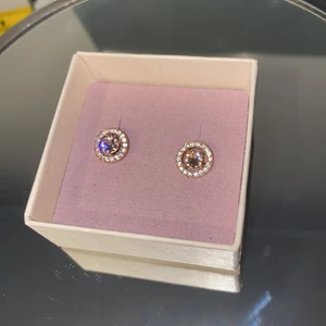 Lily and rosé örhängen  - Rosé guld på metallen och rosa Sten i tämligen med klara stenar runt