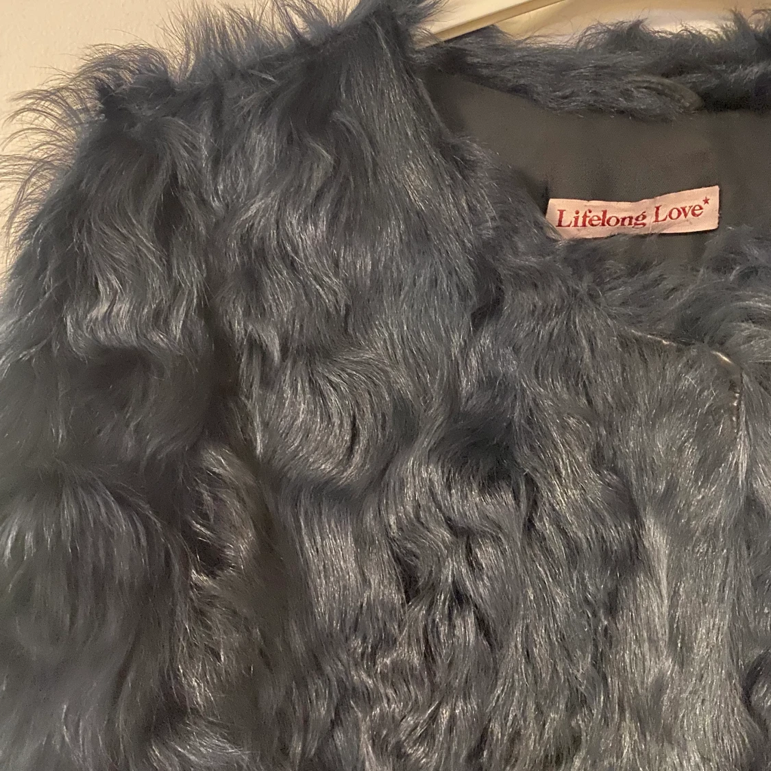 Blå päls-kappa - 91