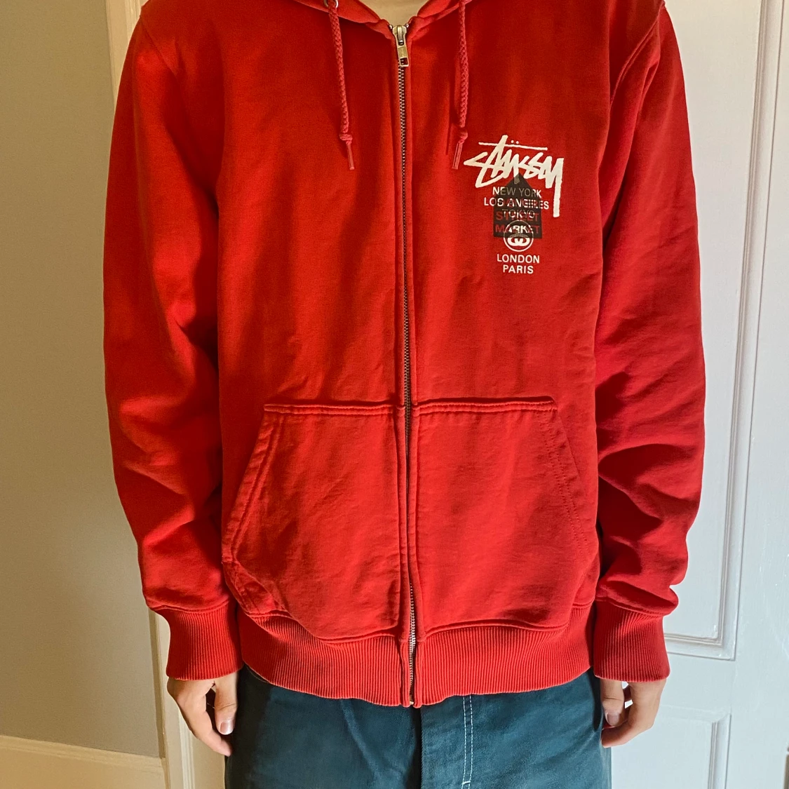 Stuzzy Zip Hoddie Röd M - 91