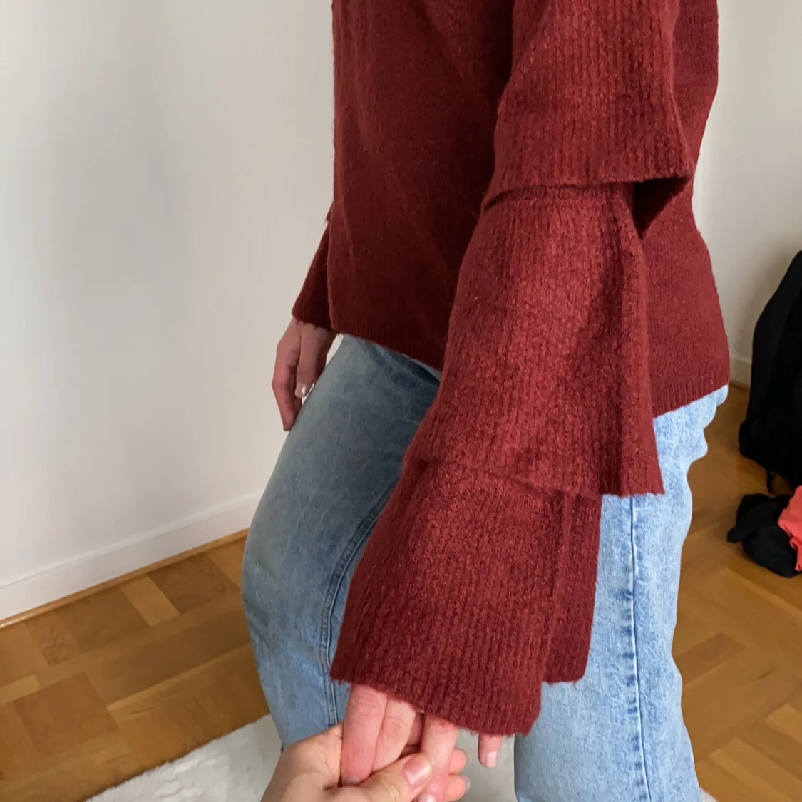 Only röd stickadtröja i XS - 91